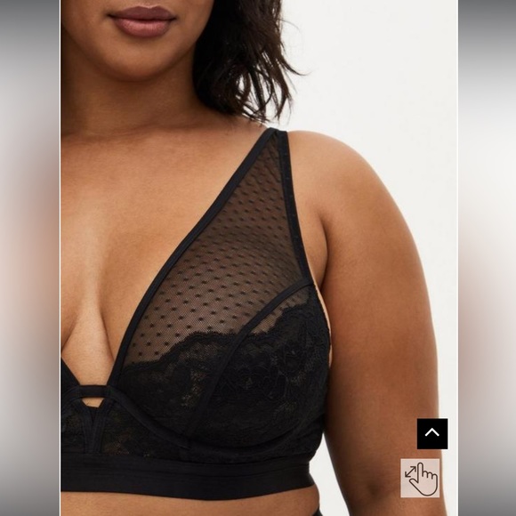 Torrid | Black Swiss Dot Mesh & Lace Unlined Bralette | 2X - Picture 2 of 10
